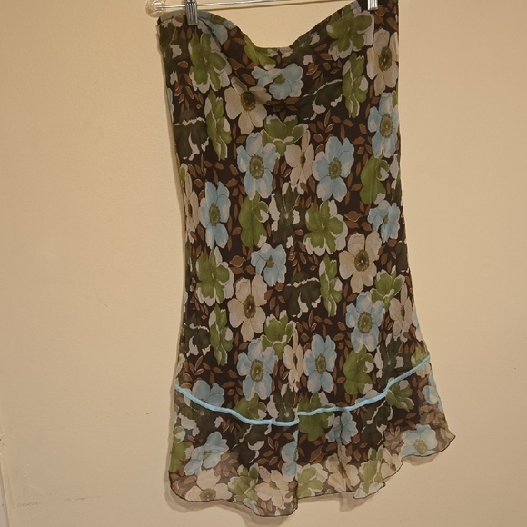 Allison Taylor Brown and Blue High-Low Midi Skirt Resort Wear XLg - Picture 3 of 6